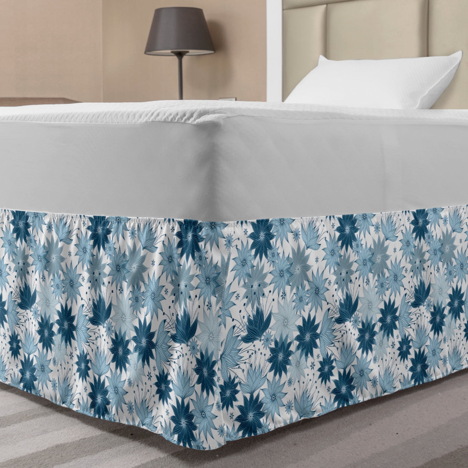 Botanical Bed Skirt, Illustration of Festoon Theme Floral Pattern