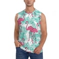 thumbnail image 2 of Lsque Flamingo Print Men's Cotton Blend Sleeveless Muscle Shirts (S-3XL)- Moisture Wicking, Odor Protection, UPF 30+,, 2 of 8