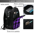 thumbnail image 4 of Balery Purple Buffalo Plaid Print USB Charging Backpack for Men and Women - Water-Resistant, Anti-Theft Laptop Backpack with USB Port for Travel, Work, School, and College, 4 of 7