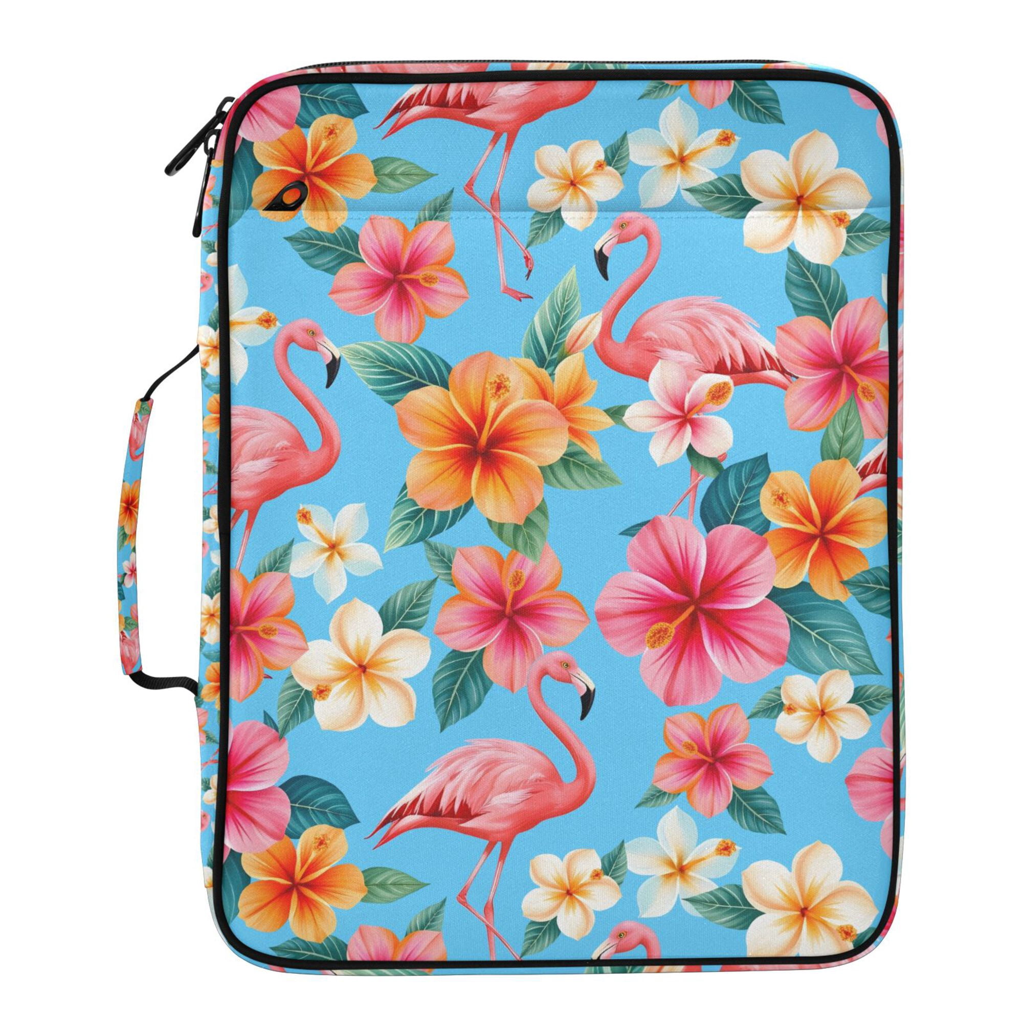 FORMRS Accordion File Folder A4 Size 7-Pocket Expanding Document Organizer Bag with 3 Ring Binder, Tropical Flamingo Pattern