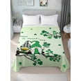 thumbnail image 2 of California King Size Flat Sheet Only, St. Patrick's Day Soft Brushed Microfiber Bed Sheets, Green Ombre Lucky Tree Gnomes Hotel Quality Breathable Bedding Top Sheet, Easy Care, 108"x98", 2 of 9