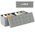 thumbnail image 1 of Gymax 43'' Folding Storage Ottoman Bench w/ Removable Divider & Side Pocket Bedroom Light Grey, 1 of 8