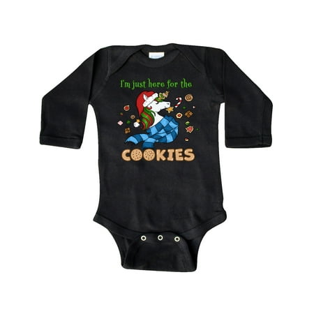 

Inktastic I m Just Here for the Cookies Cute Christmas Unicorn Gift Baby Boy or Baby Girl Long Sleeve Bodysuit