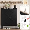 thumbnail image 6 of Skyhill Shoe Cabinet with 2 Flip Drawers,Farmhouse Shoe Organizer for Entryway,Black, 6 of 11