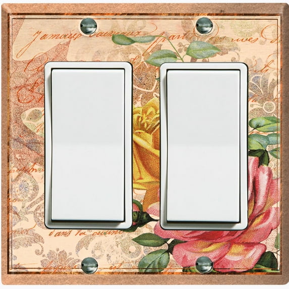 Metal Light Switch Plate Outlet Cover Beige Floral Leaf Letter Damask FLW053