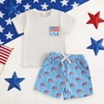 thumbnail image 2 of NIEWTR Toddler Baby Boy 4th Of July Outfit Waffle USA American Flag T Shirt Top Shorts Set Summer Memorial Day Clothes(A02-Blue,2-3 Years), 2 of 7