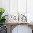 thumbnail image 5 of Farmhouse Decor Pillow Covers 18x18 Inch Set of 4 Eucalyptus Wreath Bless Our Home Decorative Throw Pillow Covers Stay a While Cushion Case Pillow Case for Couch Sofa, 5 of 5
