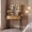 Brown, variant on Homall Vanity Desk with Mirror, Power Outlet & LED Lights, Makeup Vanity Table with 2 Drawers & 4 Shelves, Dressing Table for Bedroom Dressing Room, White
