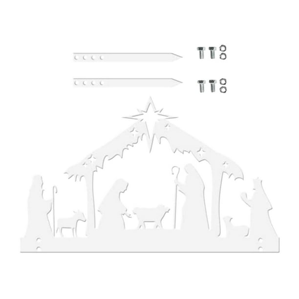 Nativity Scene Silhouette Nativity Figurines Set Christmas Nativity  Ornament Metal Nativity Decor Yard Sign with Stakes for Fence Decoration  40cmx25cm