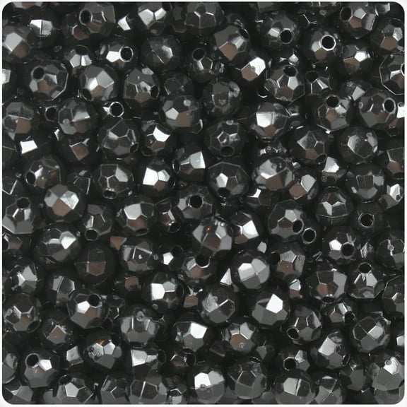 BeadTin Black Opaque 6mm Faceted Round Craft Beads (600pcs)