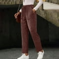 thumbnail image 2 of WULMLEO Ribbed Corduroy Pants Women Comfy Elastic High Waisted Straight Leg Pants with Pockets Pull On Work Trousers Slacks Coffee 2XL, 2 of 7