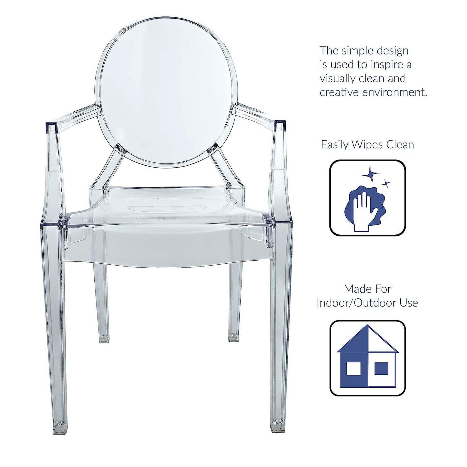 Heavenly Collections Lot de 2 Fauteuils de Salle à Manger en Acrylique, Transparent, Style Fantôme