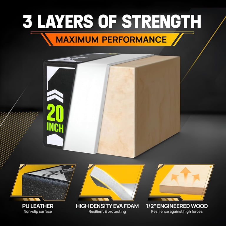 Yes4All 3-in-1 Soft-Padded Plyo Box With Wooden Core, Non-Slip
