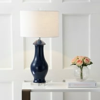 JONATHAN Y Liberty 31" Ceramic/Crystal LED Table Lamp, Navy/Clear, JYL8017A