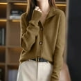 thumbnail image 2 of FRSASU Women's Sweaters Lightweight Fall Winter Casual Long Sleeve Crewneck Button up Coats Khaki, 2 of 8