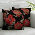 thumbnail image 3 of Shiartex  Floral Throw Pillow Cover Retro Flower Leaf Vintage Style Black Background Square Pillow Case Cushion Cover for Home Car Decorative White, 3 of 5