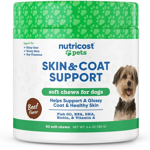 Nutricost Soporte Piel Y Pelaje De Perros 60 Chews Sabor Res