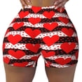 thumbnail image 2 of Salouo Black and white striped and red hearts Print Women's Athletic Shorts,Booty Shorts Biker Shorts High Waisted Elastic Workout Shorts for Yoga Gym Running Sports-X-Large, 2 of 8
