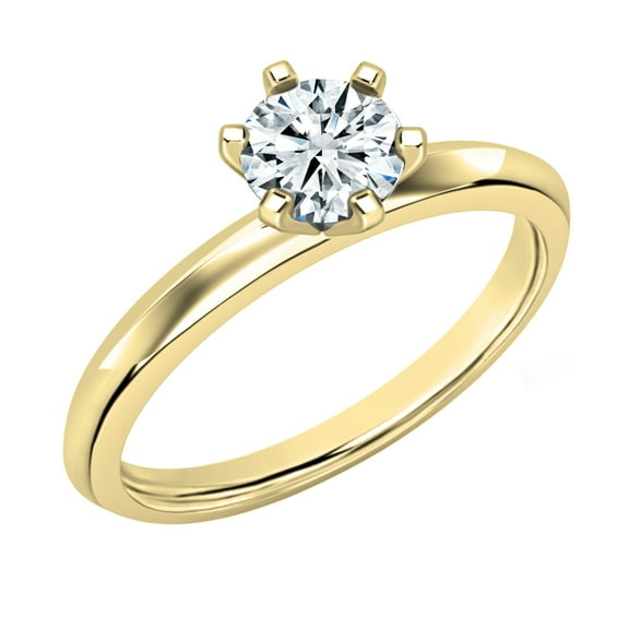 Dazzlingrock Collection 0.50 Carat Round Lab Grown White Diamond 6 Prong Classic Solitaire Engagement Ring for Women in 18K Solid Yellow Gold Size 5.5