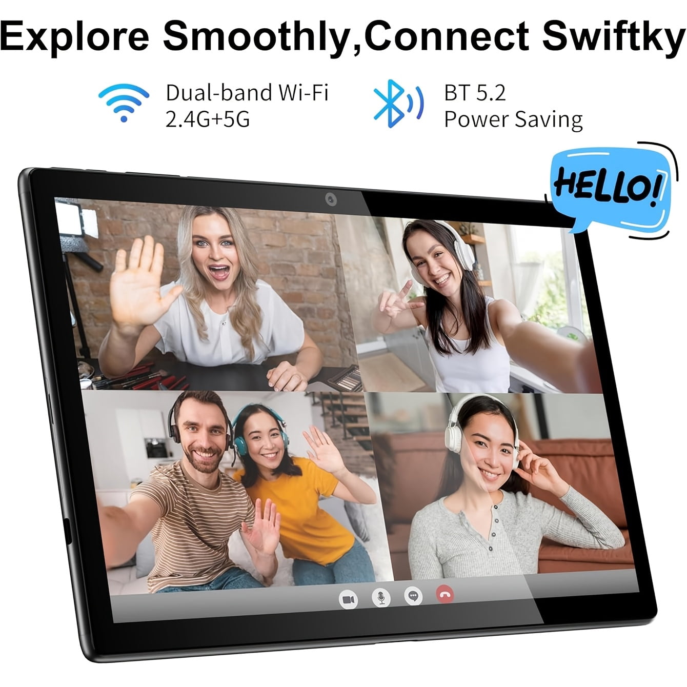 10.1-inch Android 15 Tablet 2026, 8GB RAM + 256GB ROM,Octa-core 2.0GHz Processor, 5MP Front,13MP Rear Camera, 6000mAh Battery, HD (1280x800) IPS Touchscreen, 5.4, 802.11ac WiFi 5, No SIM Card Support