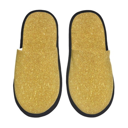 Balery Gold Shiny Slient Indoor Furry Fleece Comfort House Shoes Soft Non-Slip Home Shoes Cotton slippers House Slippers-- Medium