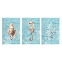 Stupell Industries Turquoise Sea Life Animals & Insects Painting Unframed Art Print Wall Art, 10 x 15, Set of 3