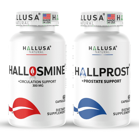 Hallosmine Diosmin & Hallprost Saw Palmetto, Circulation Support & Prostate Health Supplement, 120 Capsules, Made USA by Hallusa Natural