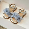 thumbnail image 2 of Otqutp Little Girls Floral Lace Flat Sandals for Big Girls Open-Toe Princess Pearl Sandals Summer Flats for Wedding Party, 2 of 9