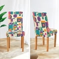 thumbnail image 3 of Yayeee 2 Pack Dining Chair Covers Stretch Parson Chairs Slipcovers Seat Protector, Purple Geometric, 3 of 6
