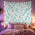 thumbnail image 2 of Turquoise Blooms Among Pink Rings and Yellow Stars, Whimsical Watercolor for Flower Lovers, Floral Wall Art, Mother'S Day Gift, Tapestry Wall Hanging for Bedroom and Studio, 2 of 7
