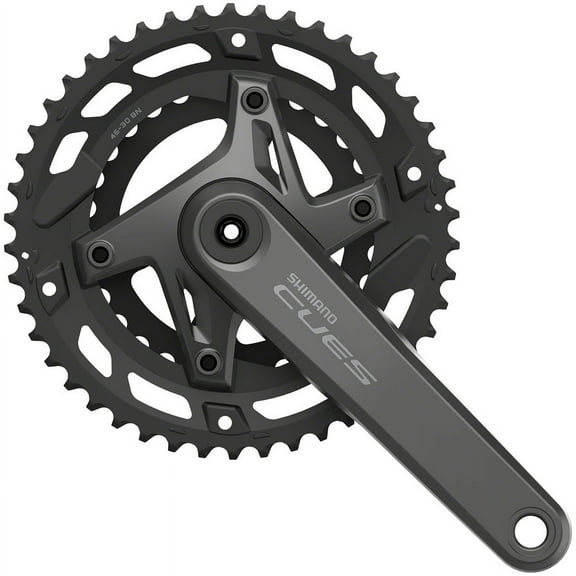 Shimano CUES FC-U6000-2 Crankset - 175mm, 9/10-Speed, 46/30t, Asymmetric 110 BCD, Hollowtech II, Black