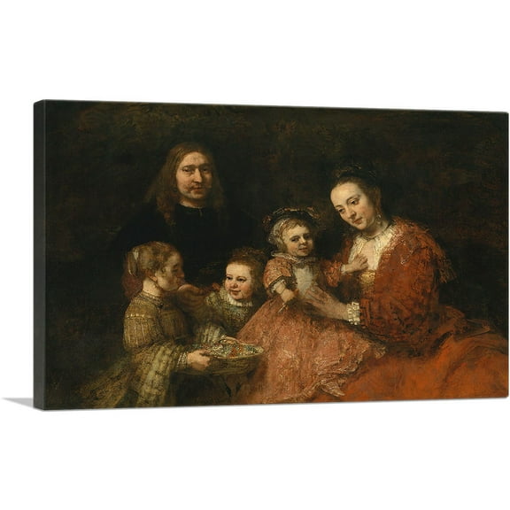 ARTCANVAS Rembrandt's The Family Portrait 1665 Canvas Art Print by Rembrandt van Rijn - Size: 26" x 18" (0.75" Deep)