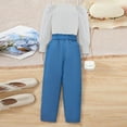 thumbnail image 4 of Dpytoraw Girls' Solid Color Casual Long Sleeved Crew Neck Top With Blue Wide Leg Pant Suit Back to school outfits 2026 Size Blue 5-6 Years, 4 of 5