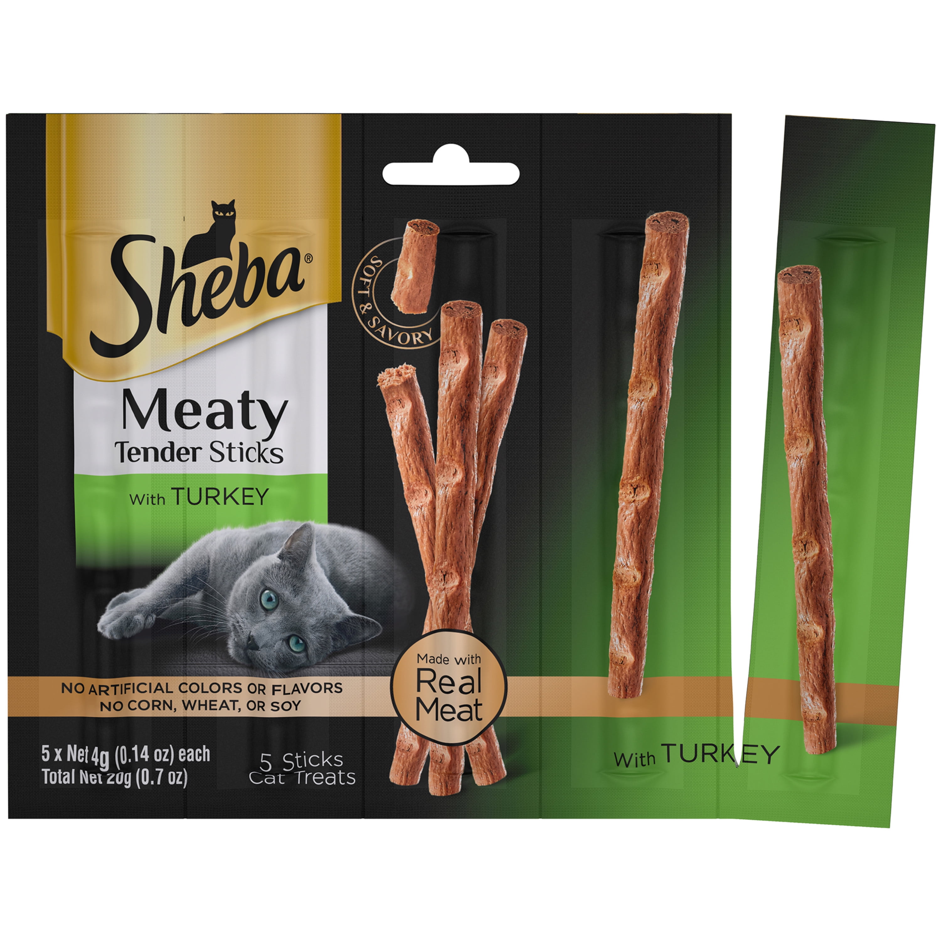 SHEBA Meaty Tender Sticks With Turkey Cat Treats, 0.7 Oz. (5 Treats