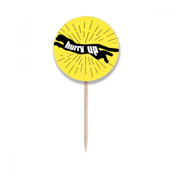 Black Animal Panther Outline Natural Toothpick Flags Round Labels Party Decoration