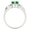 thumbnail image 4 of Three-Stone Engagement Ring for Women - 1.72ct Simulated Emerald in 14K White Gold Promise Ring, 4 of 6