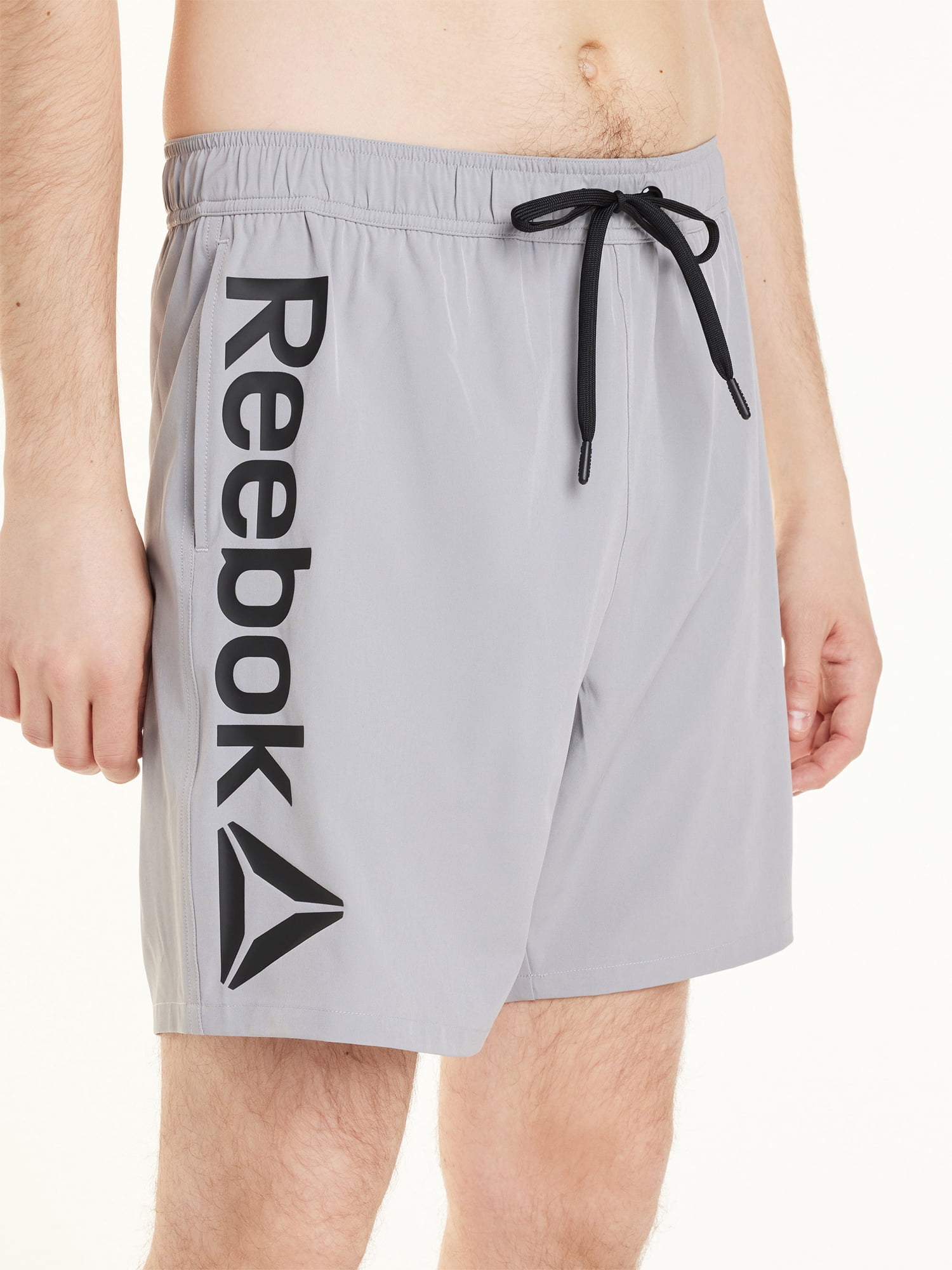 Reebok Men's & Big Men's Solid Logo Swim Trunks with Compression Liner and UPF 50+, 7" Inseam, Sizes S-2XL