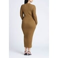 thumbnail image 2 of ELOQUII Women's Plus Size Mock Neck Rib Button Dress, 2 of 2