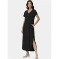 thumbnail image 5 of Women's V-Neck Casual Loose Short Sleeve Long T-Shirt Dress Split Maxi Dress with Side Pocket, 5 of 6