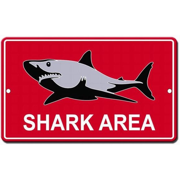 Safety Sign 12x16 Danger Sign Shark Area Warning Caution Tin Signs