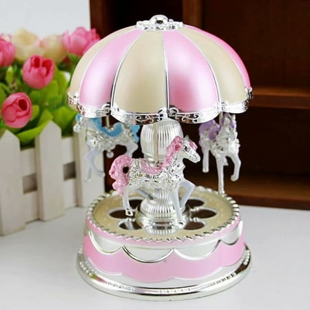 Romantic LED Light Merry-Go-Round Carousel Horse Music Box Toy Christmas Birthday Gift