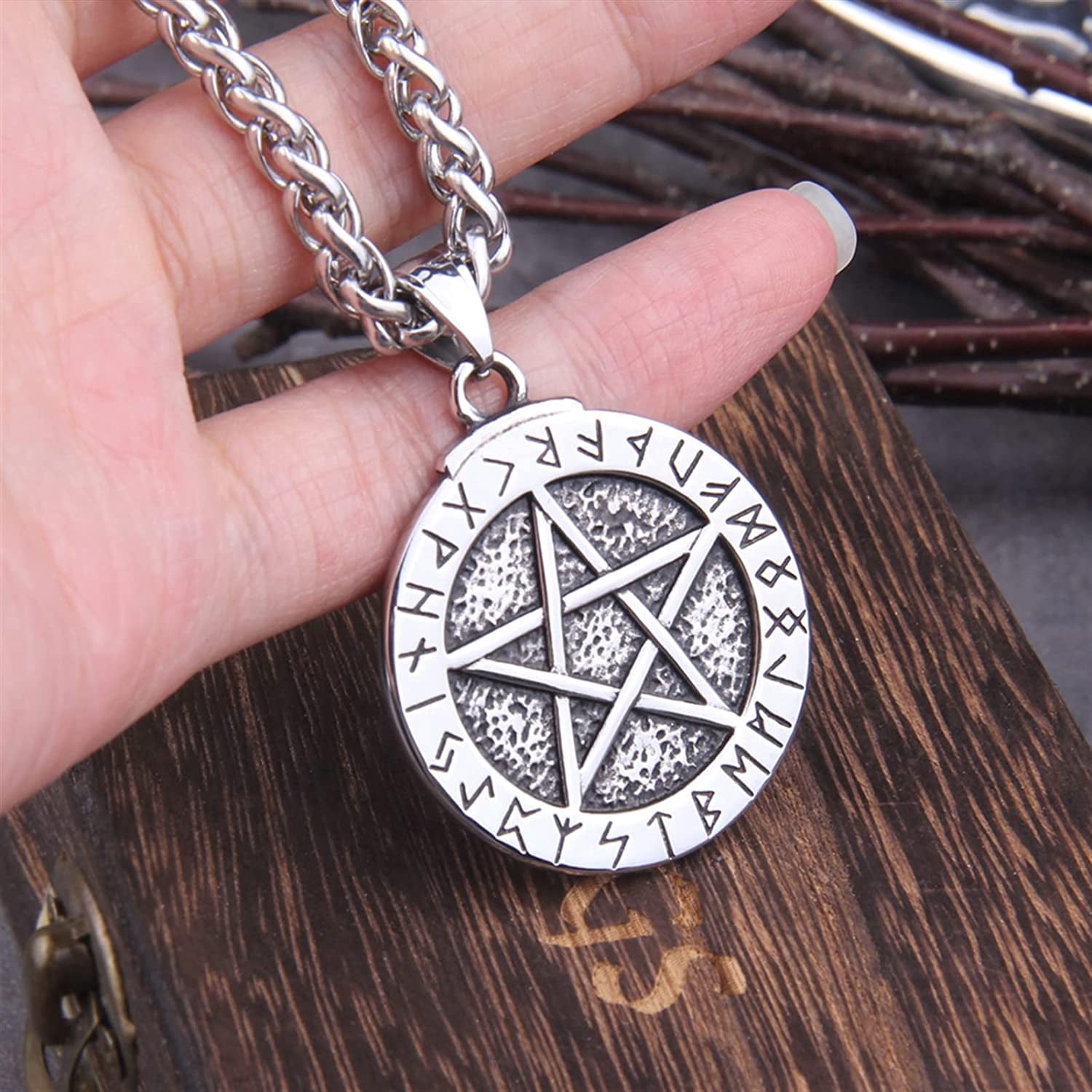 Fortunenine Stainless Steel Pentagram 