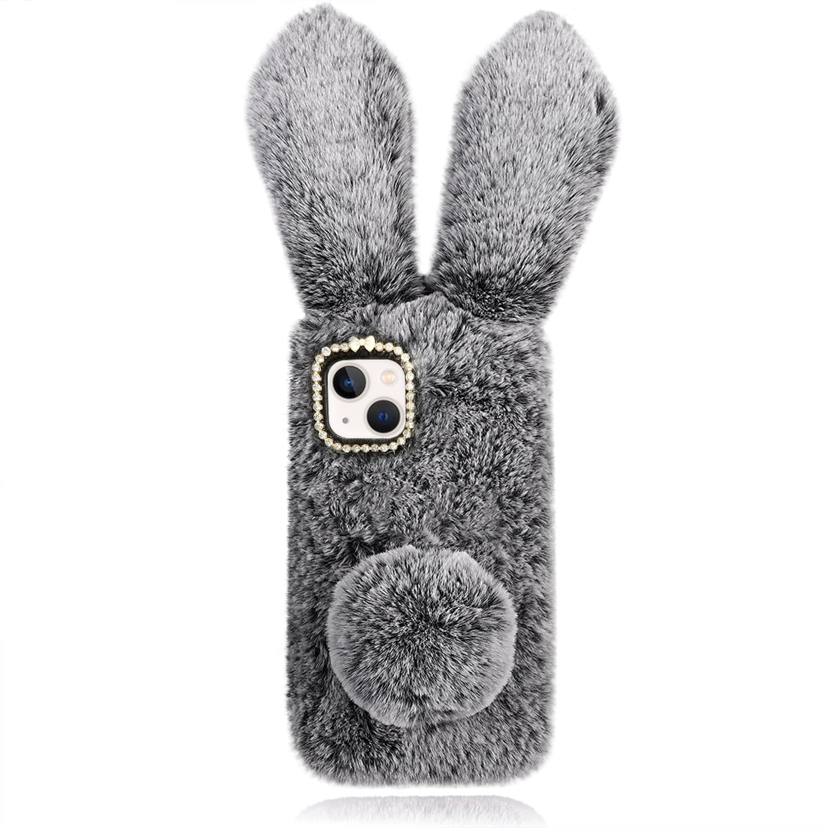 Plush Bunny Ear Phone Case Cartoon Furry Phone Cover Compatible