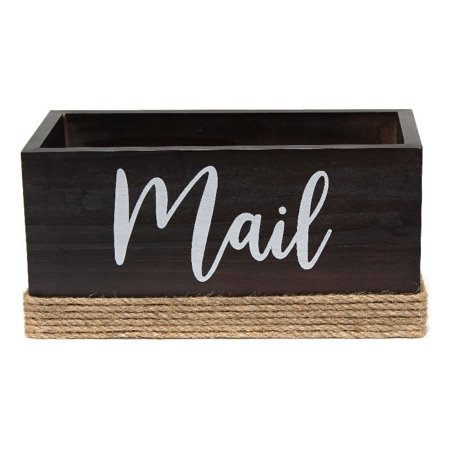UPC: 0810052828398 | Elegant Designs Homewood Wood Mail Holder  Mail  White Script – Dark Wood