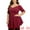 Burgundy, variant on Women's Plus Size Blouse V Neck Faux Wrap Short Sleeve Peplum Top Blouses Black 1X