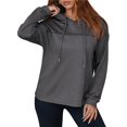 thumbnail image 2 of Sudadera con Capucha para Mujer, Informal, de Punto Gofre, de Larga, con Cordón Ajustable, Ligera, con Capucha Gris Oscuro L, 2 of 8