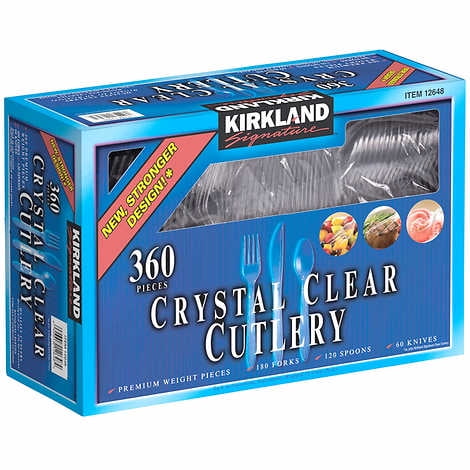 360 ct 4 Pack Kirkland Signature Crystal Clear Cutlery 