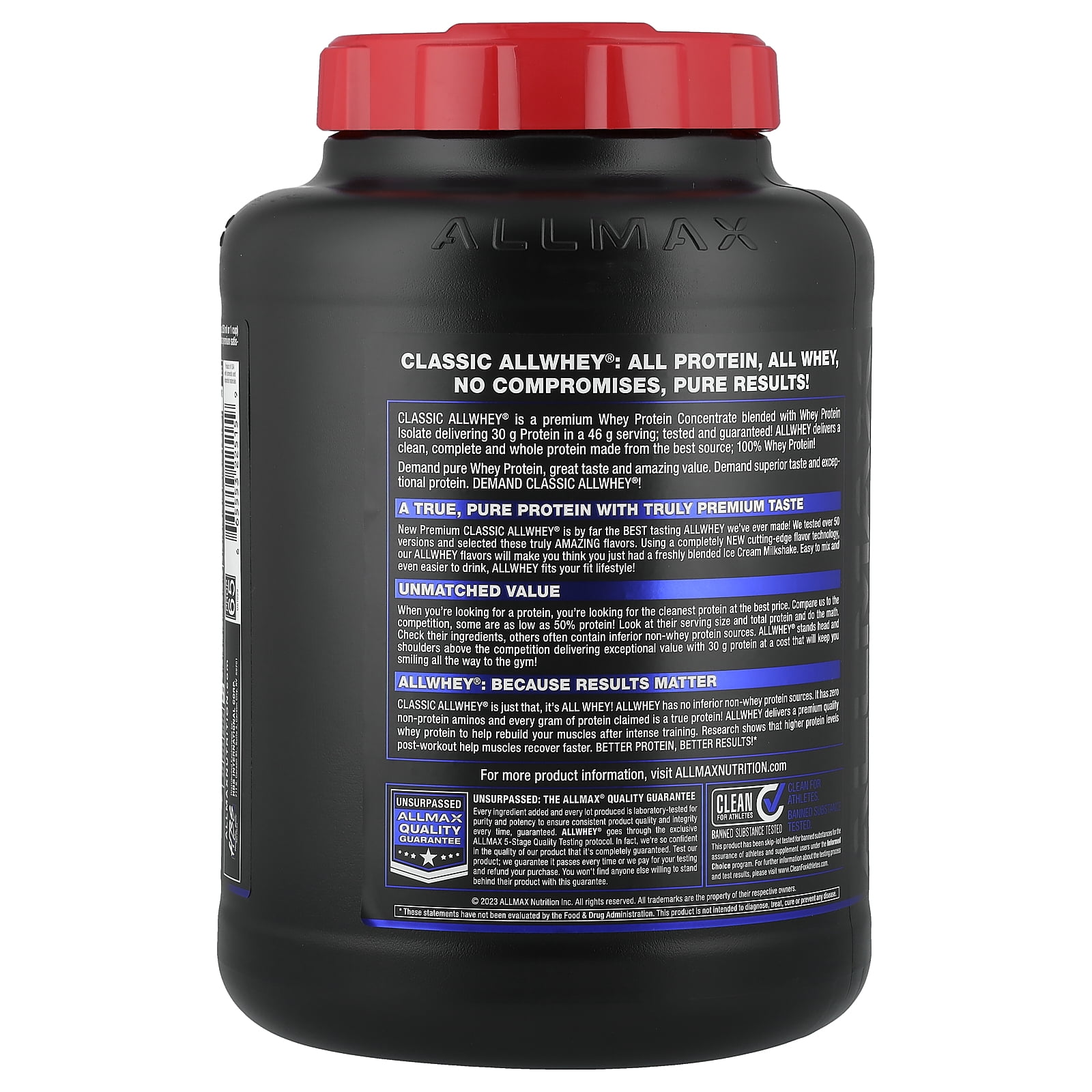 ALLMAX Classic AllWhey, 100% Whey Protein Source, Cookies & Cream, 5 lbs. (2.27 kg)