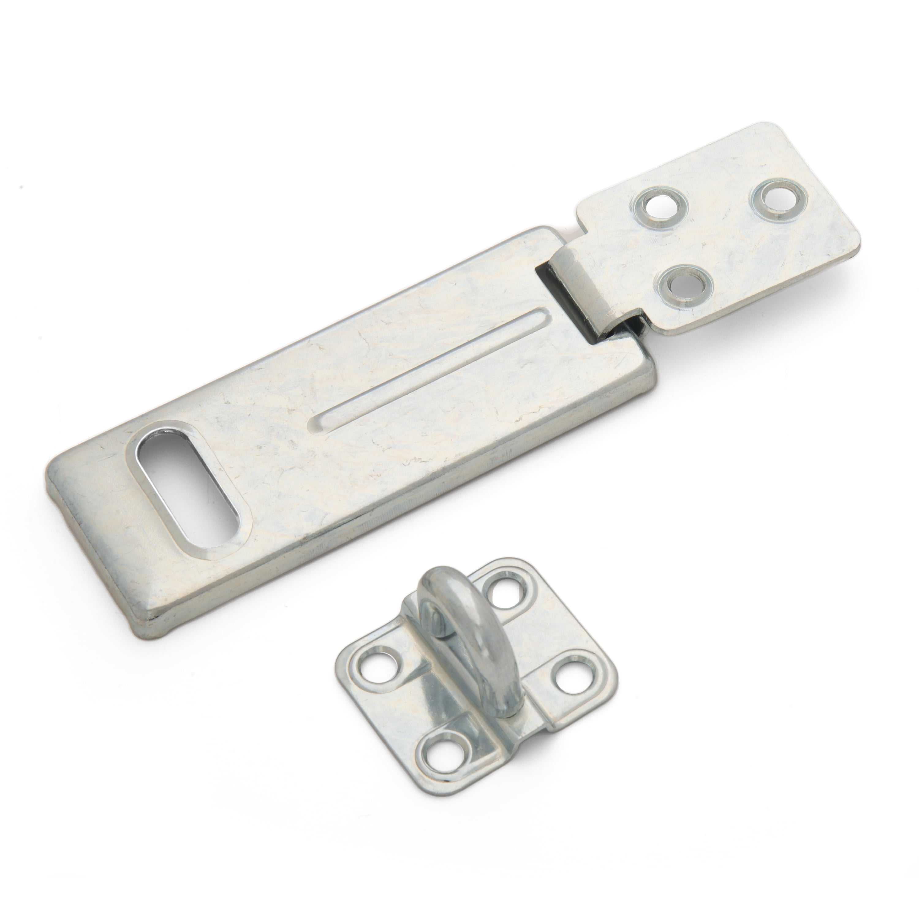 (6 pack) Brinks Zinc-Coated Fixed Staple Hasp with Hardened Steel Loop, 4.5 inch
