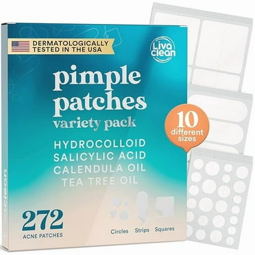 LivaClean 272 Count Variety Pack Pimple Patches – Acne Patches, Blemish Patches, Zit Patches, Pimple Stickers, Zit Dots, Hydrocolloid Bandages, Pimple Covers